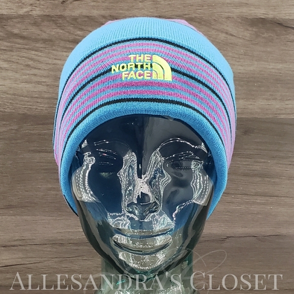 The North Face Hat Beanie Super Sonic Blue Explore Stripe Dock Worker Recycled - Picture 1 of 7